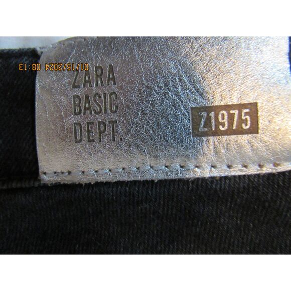 ZARA BLACK JEANS DENIM SIZE 2 STUDDED CUFFS Z1975 BASIC DEPT - Picture 7 of 9